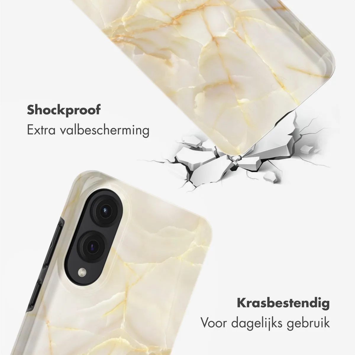 Selencia Hoesje Samsung Galaxy S25 Edge - Golden Beige Marble