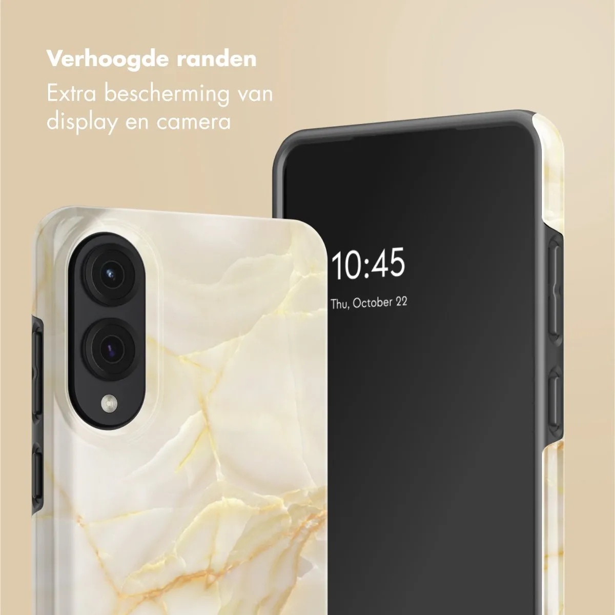 Selencia Hoesje Samsung Galaxy S25 Edge - Golden Beige Marble
