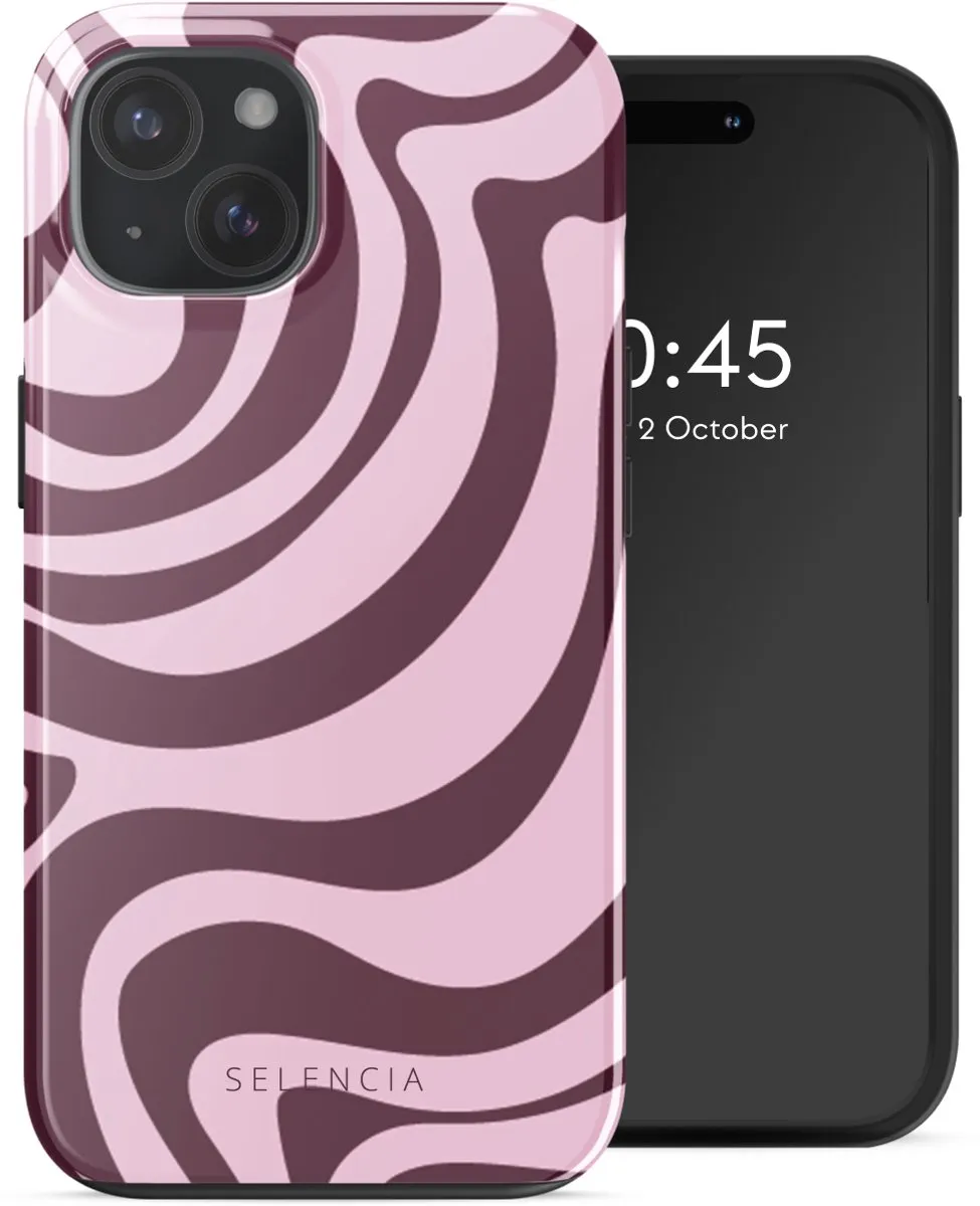 Selencia Hoesje iPhone 15 MagSafe Wavy Swirl Pink Plum