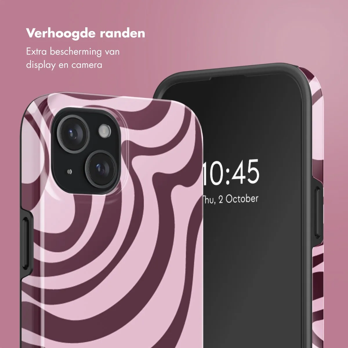 Selencia Hoesje iPhone 15 MagSafe Wavy Swirl Pink Plum