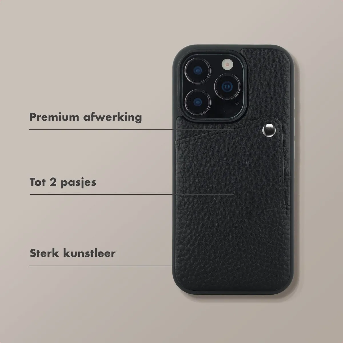 Selencia Hoesje iPhone 16 Pro - 2 Pasjes - Zwart