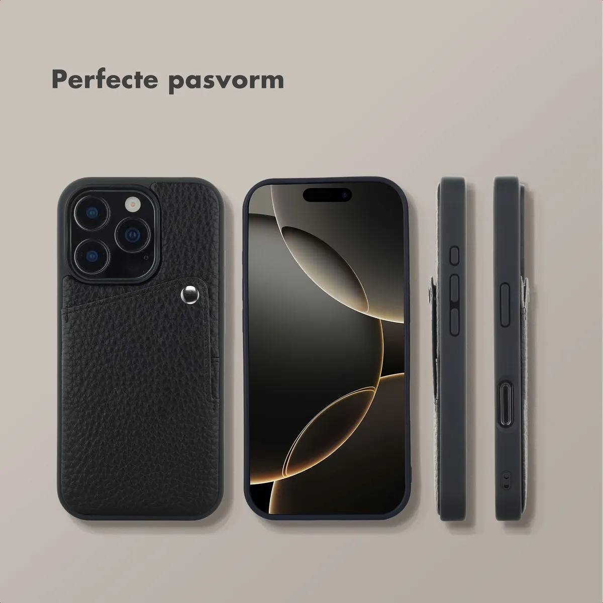 Selencia Hoesje iPhone 16 Pro - 2 Pasjes - Zwart