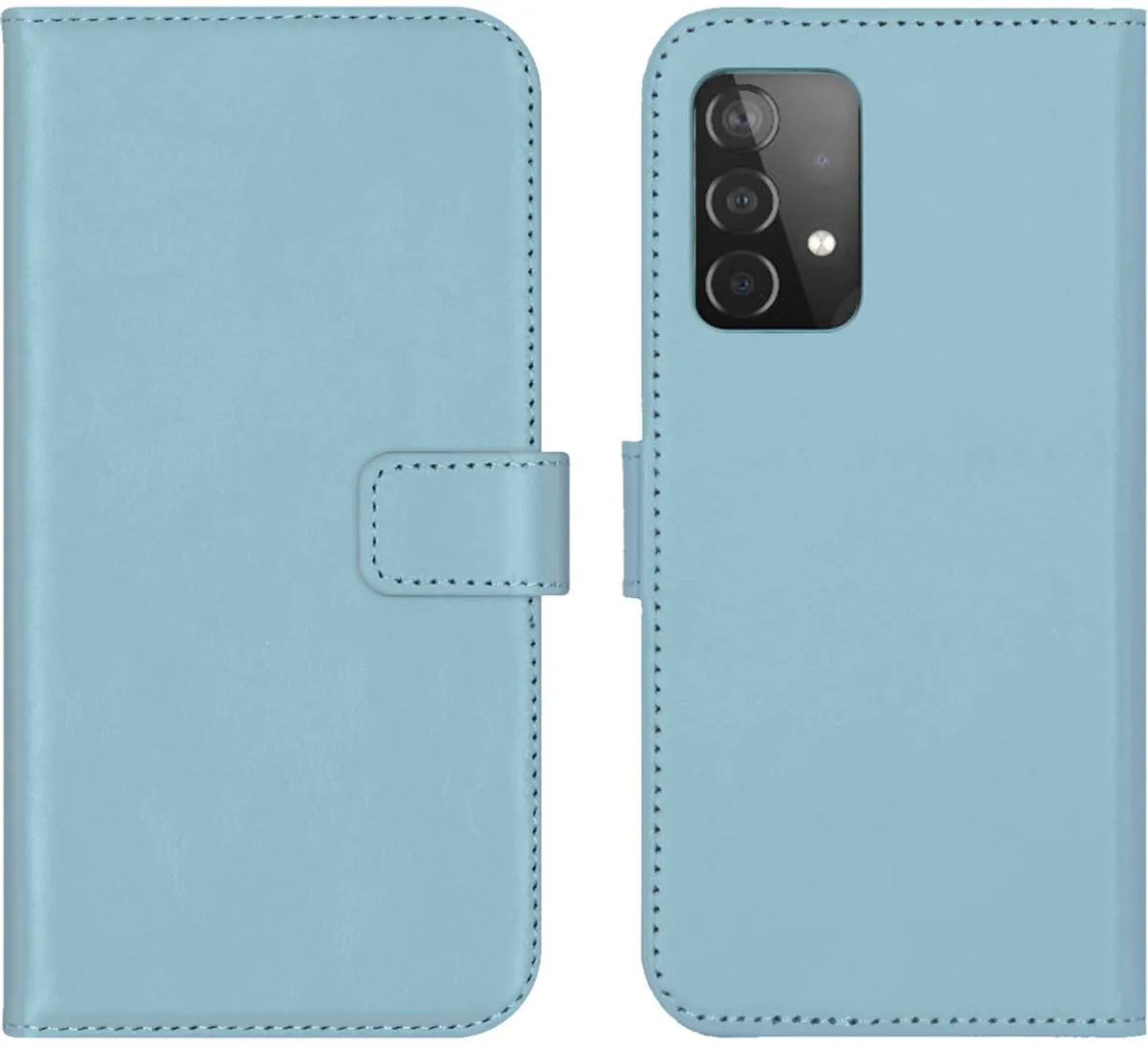 Selencia Echt Lederen Bookcase Hoesje - Samsung Galaxy A52 - Lichtblauw