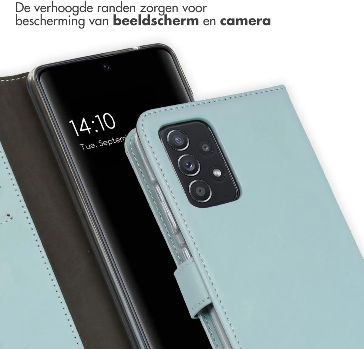 Selencia Echt Lederen Bookcase Hoesje - Samsung Galaxy A52 - Lichtblauw