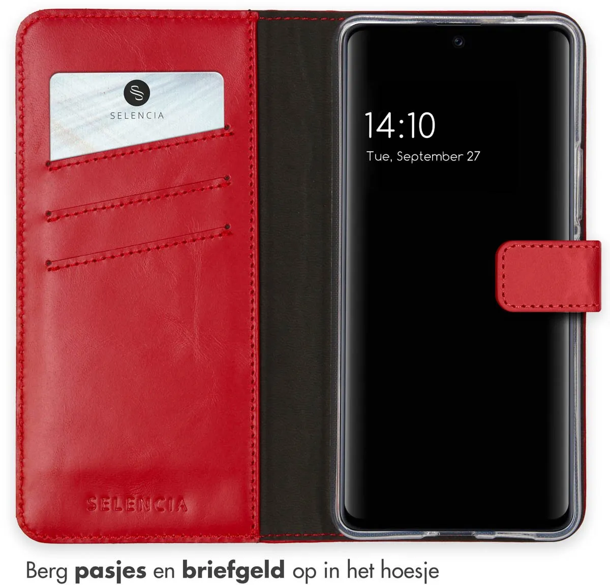 Selencia Hoesje Samsung Galaxy A53 Echt Lederen Bookcase - Rood