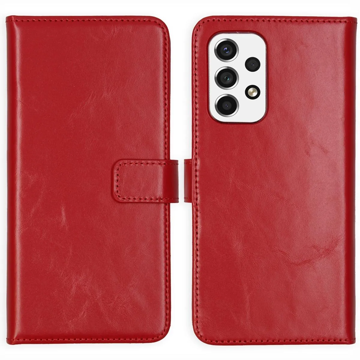Selencia Hoesje Samsung Galaxy A53 Echt Lederen Bookcase - Rood