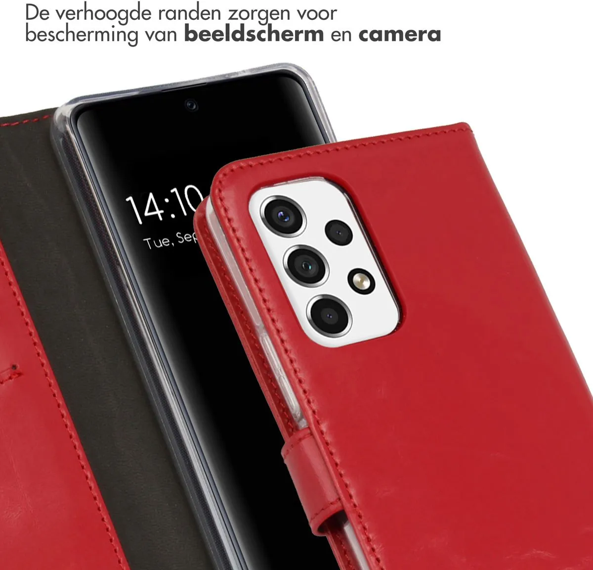 Selencia Hoesje Samsung Galaxy A53 Echt Lederen Bookcase - Rood
