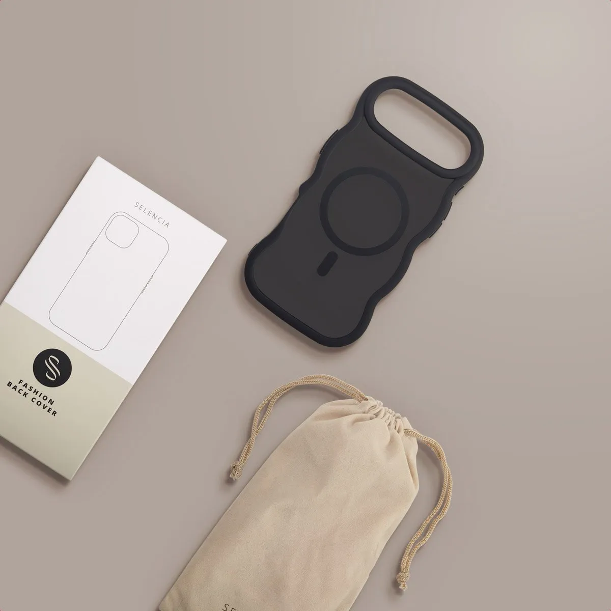 Selencia Wavy Case iPhone 17 Air - Zwart