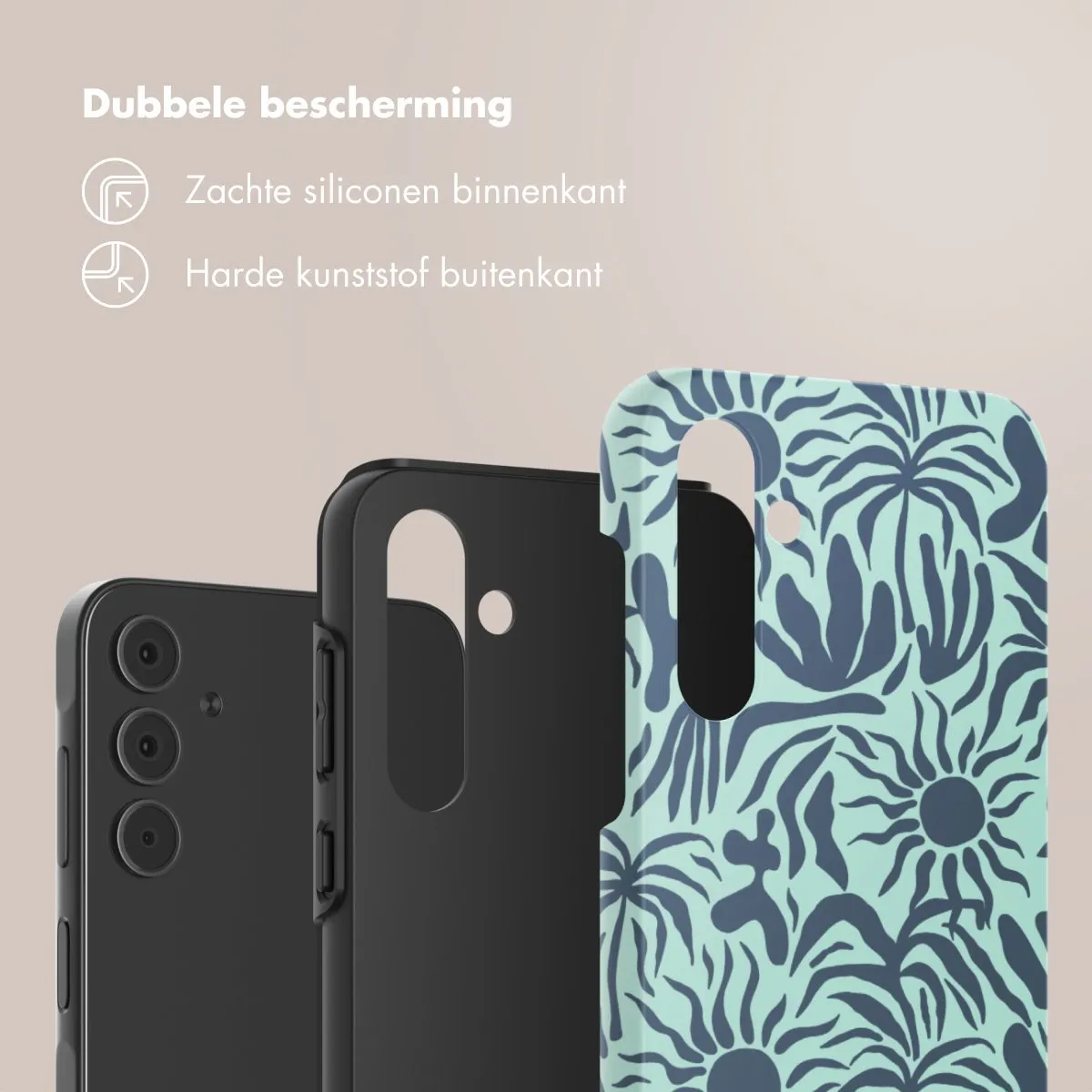 Selencia Hoesje Samsung Galaxy A55 Tropical Vibes Light Blue