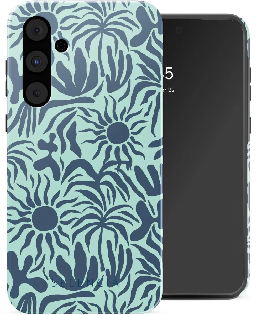 Selencia Hoesje Samsung Galaxy A55 Tropical Vibes Light Blue