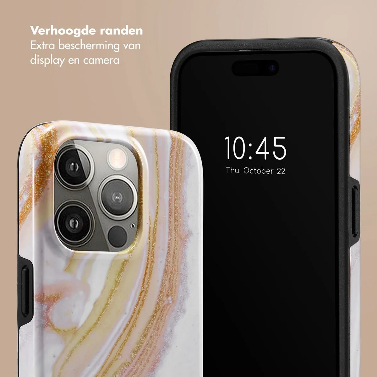 Selencia Hoesje iPhone 15 Pro Chic Marble Gold
