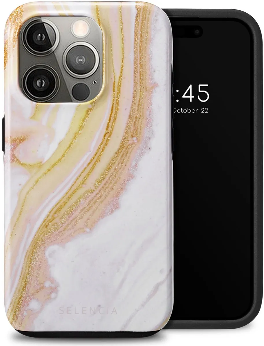 Selencia Hoesje iPhone 15 Pro Chic Marble Gold