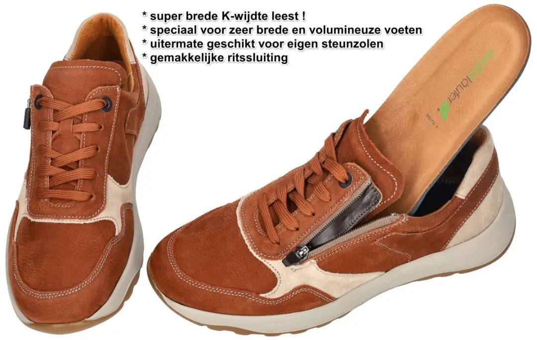 Waldlaufer -Heren - cognac/caramel - sneakers - maat 44 - afbeelding 2 van 6