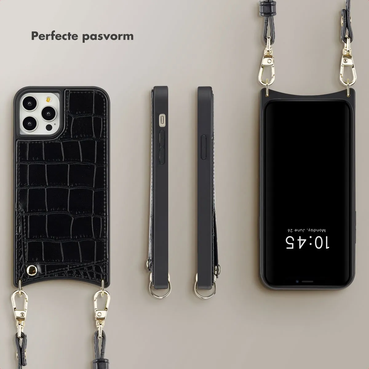 Selencia Croco Hoesje iPhone 12 Pro/12 - Zwart