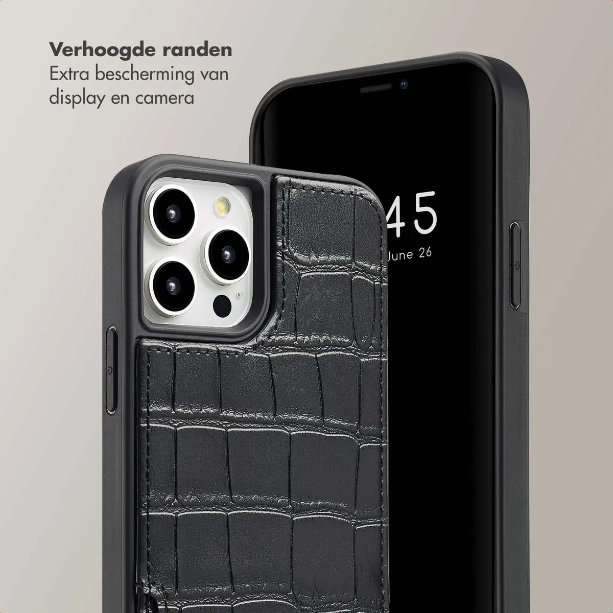 Selencia Croco Hoesje iPhone 12 Pro/12 - Zwart