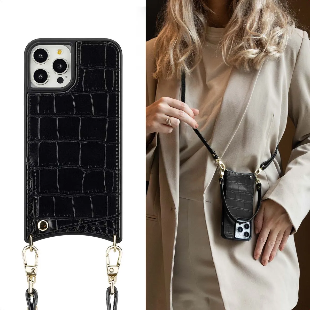 Selencia Croco Hoesje iPhone 12 Pro/12 - Zwart