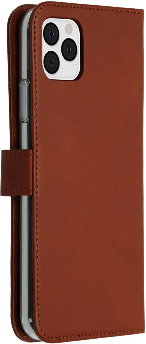 Selencia Hoesje iPhone 11 Pro Max - Echt Leder Bookcase Lichtbruin