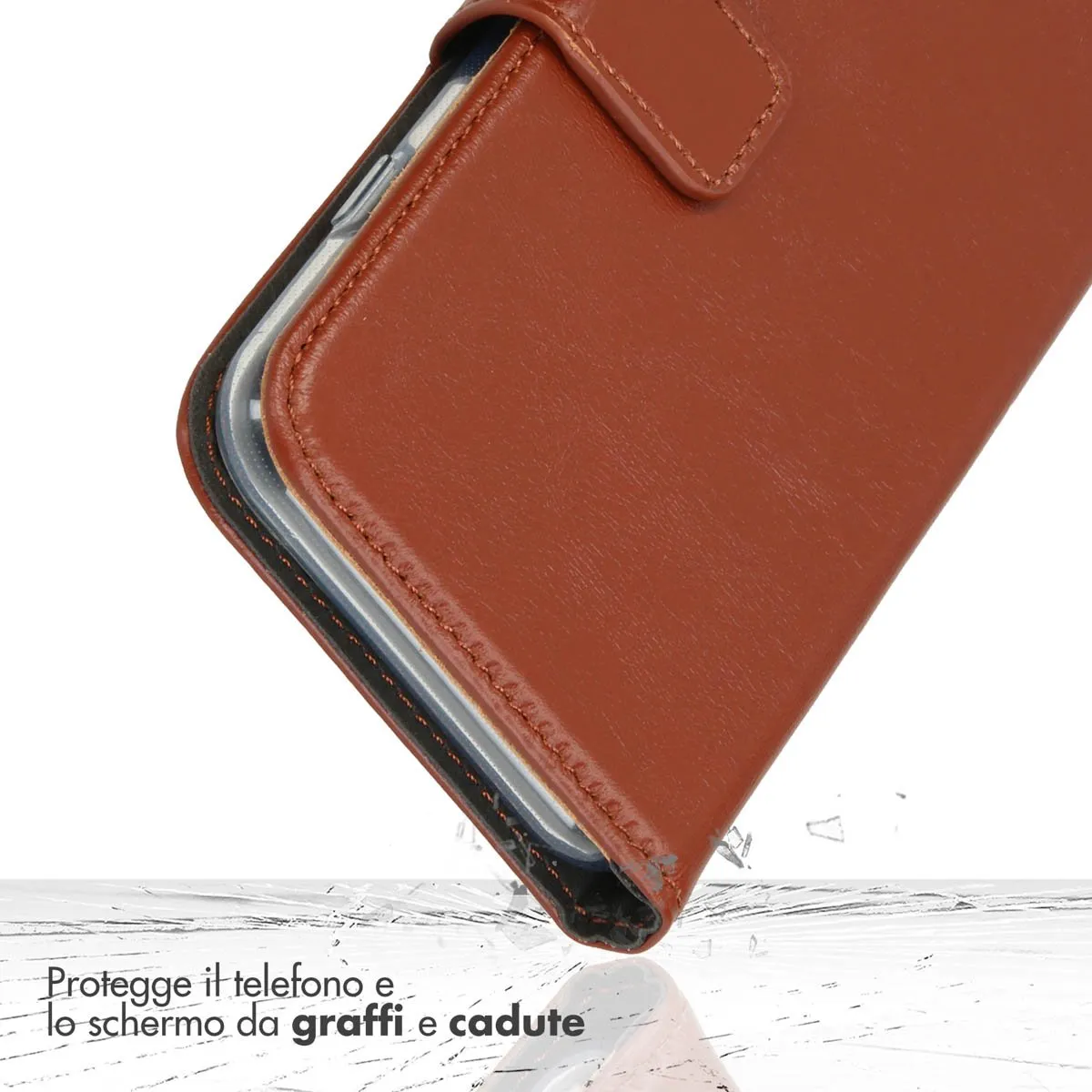 Selencia Hoesje iPhone 11 Pro Max - Echt Leder Bookcase Lichtbruin