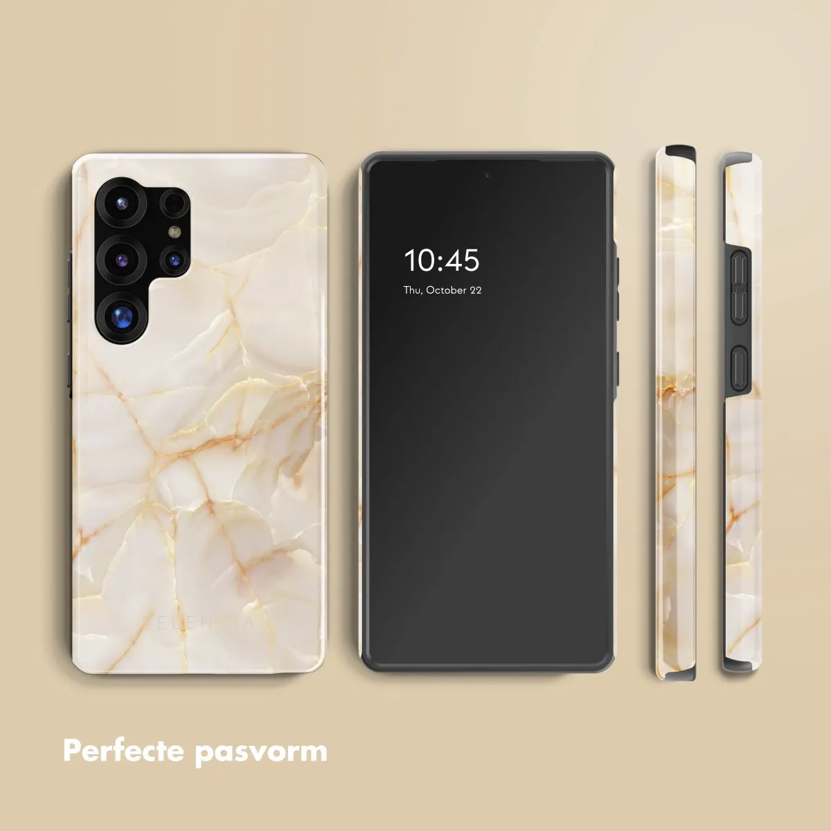 Selencia Hoesje Samsung Galaxy S25 Ultra Golden Beige Marble - afbeelding 6 van 6
