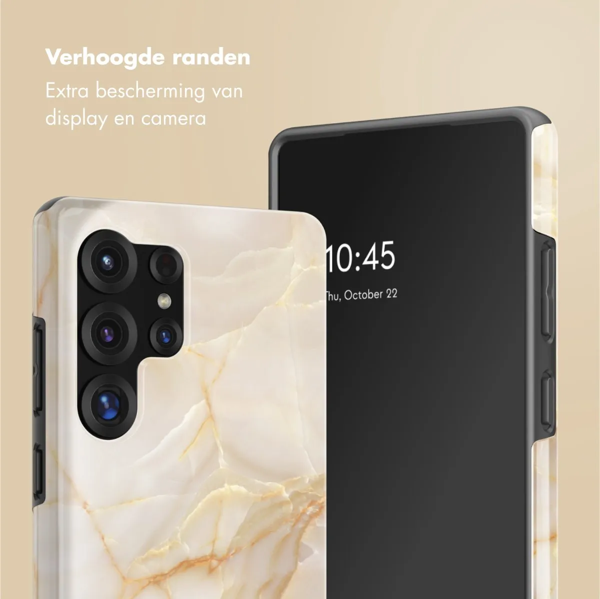 Selencia Hoesje Samsung Galaxy S25 Ultra Golden Beige Marble