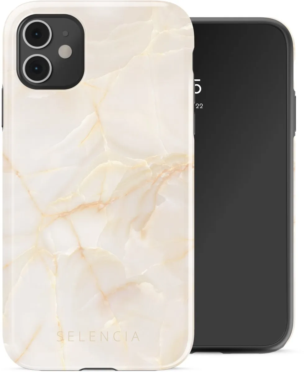 Selencia Hoesje iPhone 11 Golden Beige Marble