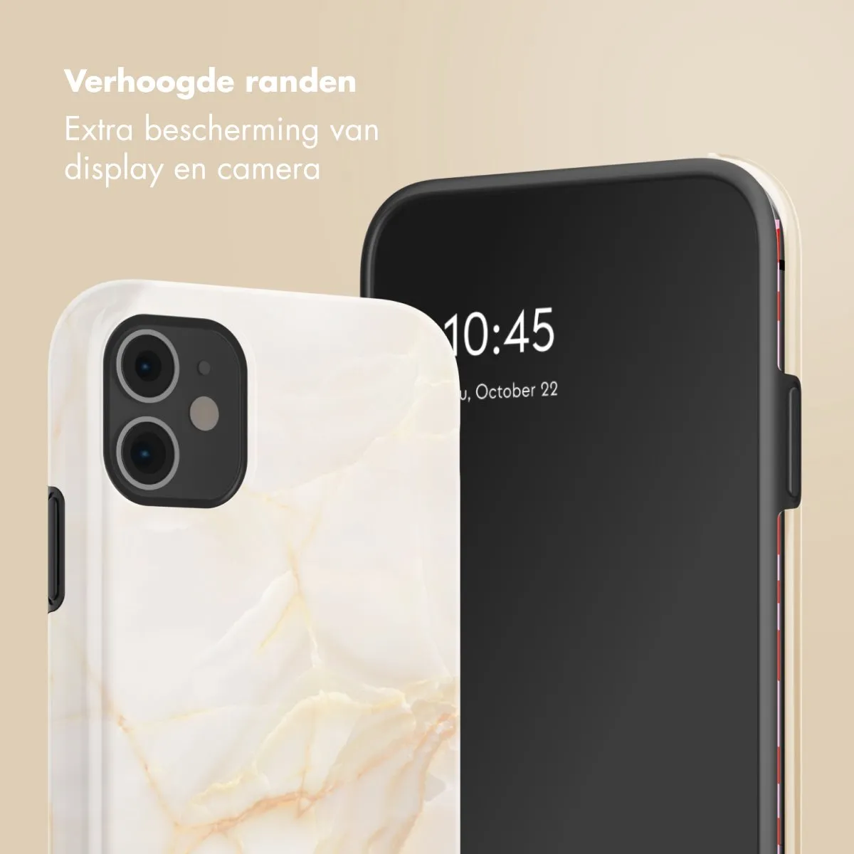 Selencia Hoesje iPhone 11 Golden Beige Marble