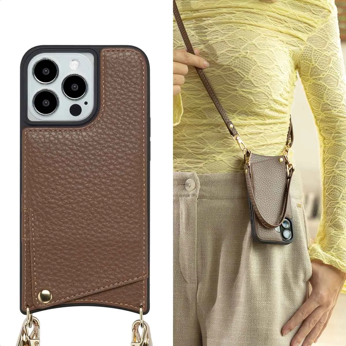 Selencia Hoesje iPhone 13 Pro - Mocha Brown - 2 Pasjes