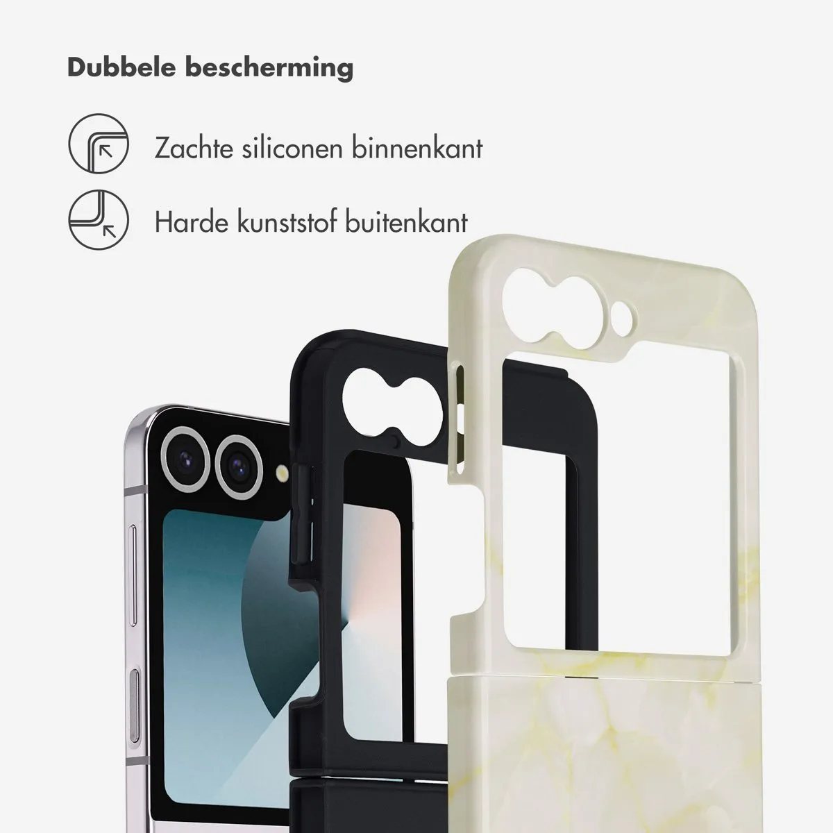 Selencia Hoesje Samsung Galaxy Z Flip 6/7 FE Golden Beige Marble