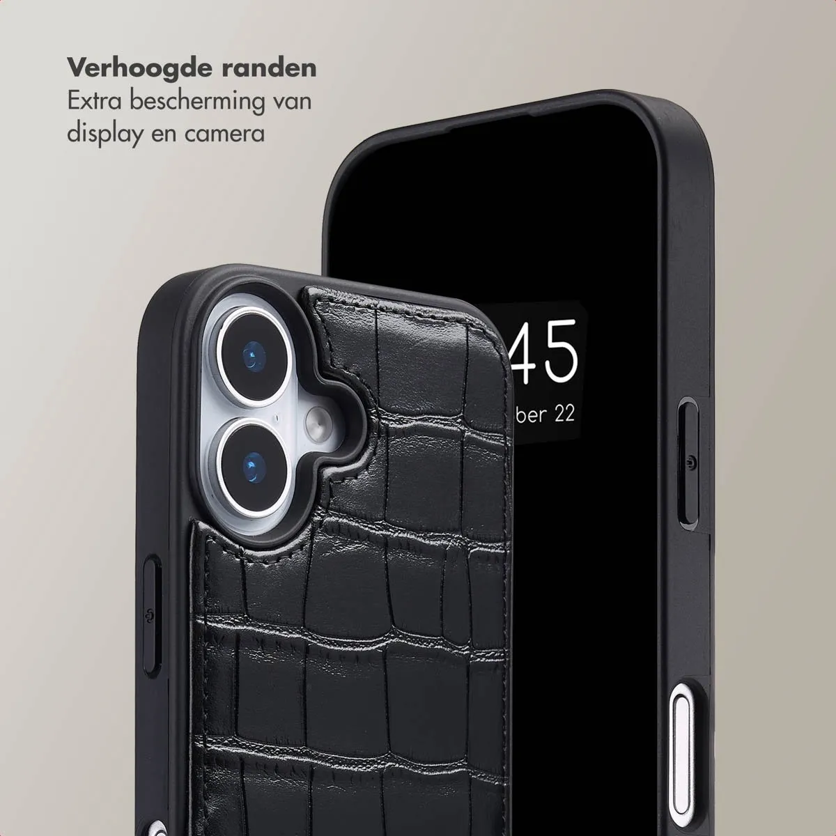 Selencia Hoesje iPhone 17 Croco Backcover - Zwart