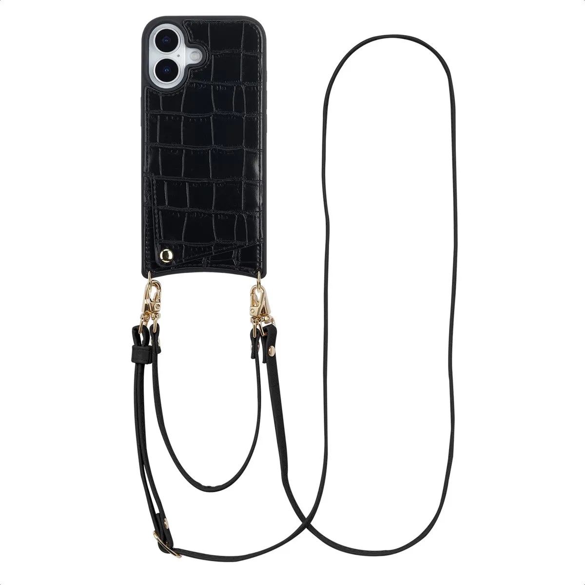 Selencia Hoesje iPhone 17 Croco Backcover - Zwart