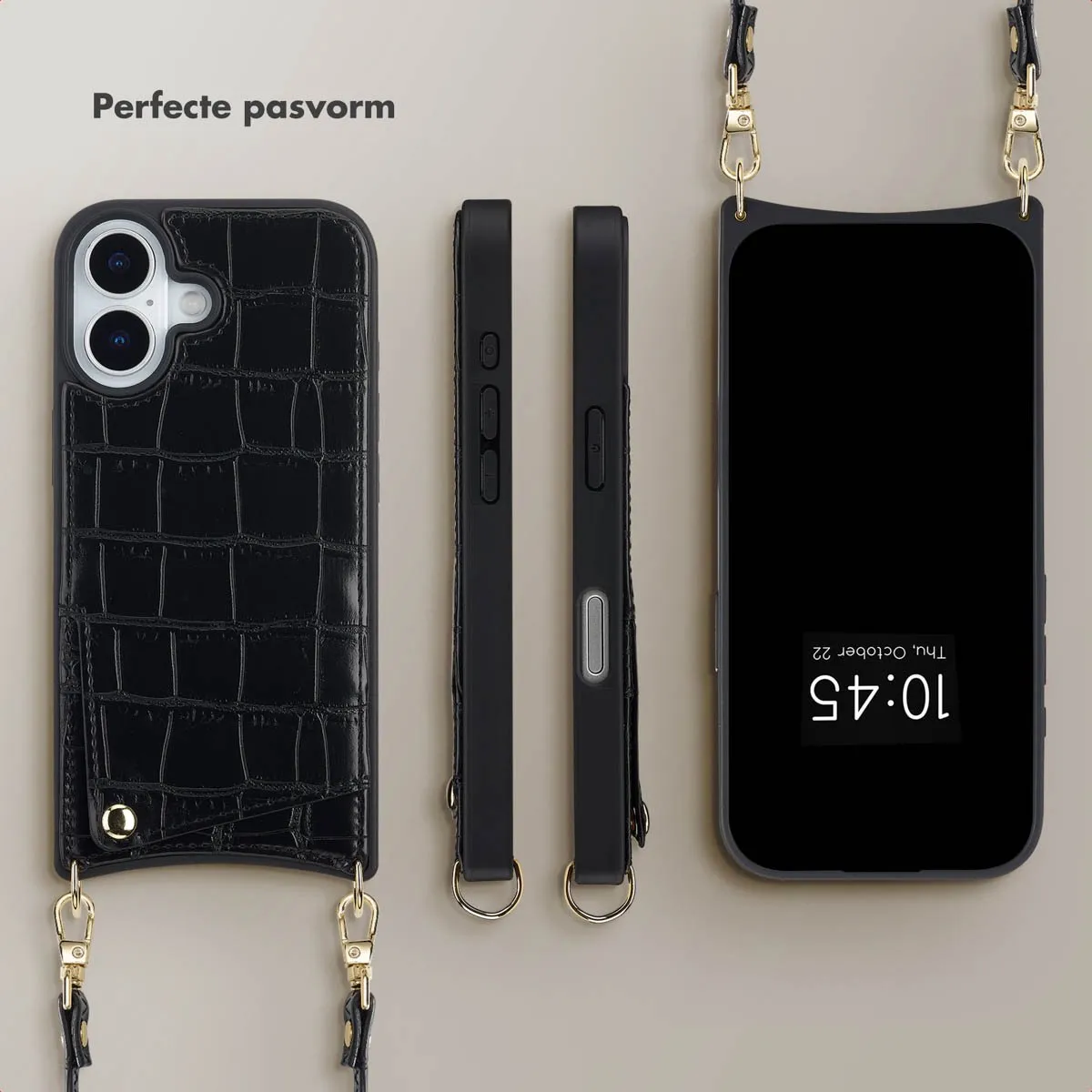 Selencia Hoesje iPhone 17 Croco Backcover - Zwart