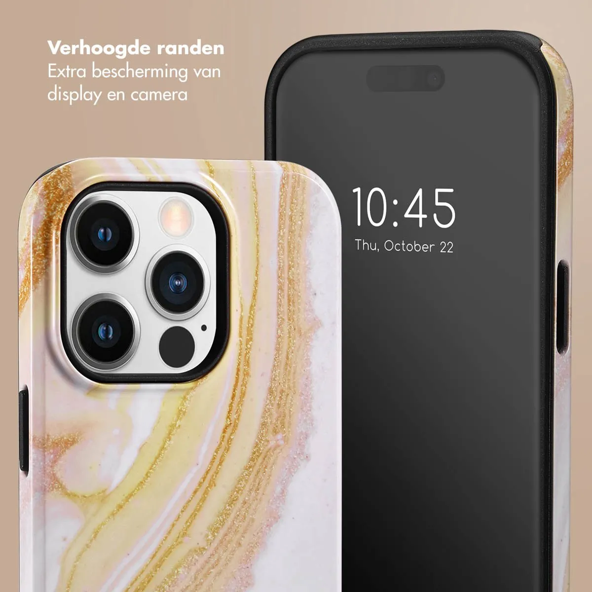Selencia Hoesje iPhone 14 Pro Chic Marble Gold