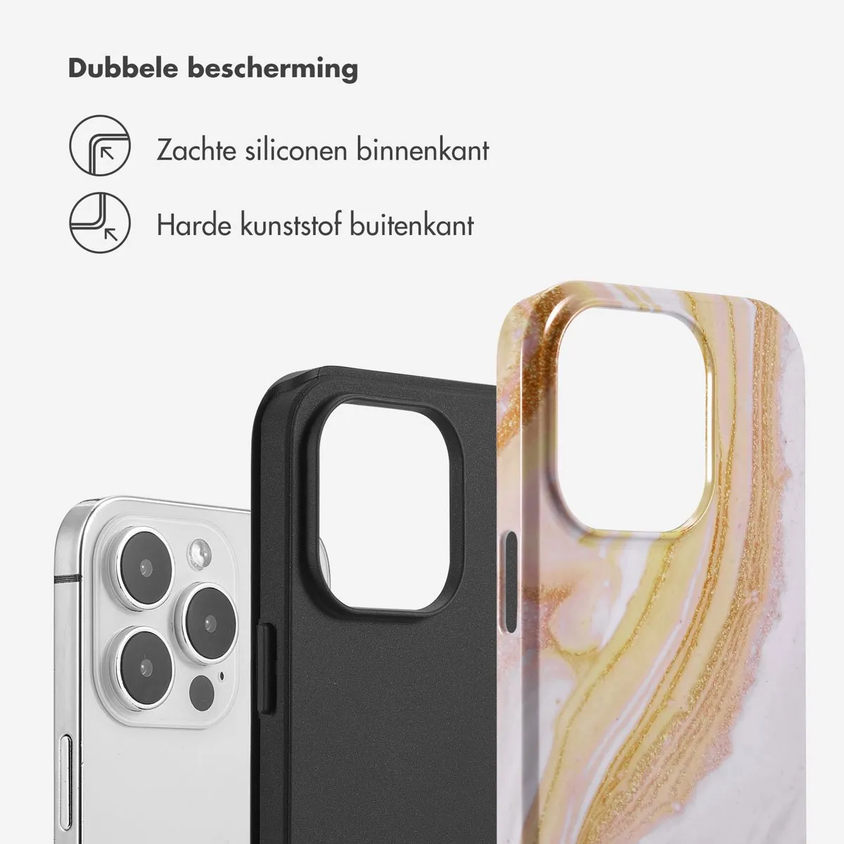 Selencia Hoesje iPhone 14 Pro Chic Marble Gold