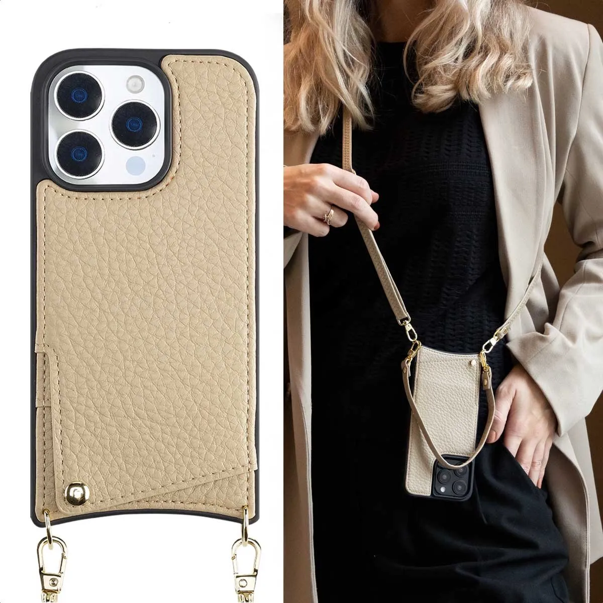 Selencia Hoesje iPhone 16 Pro Beige - 2 Pasjes