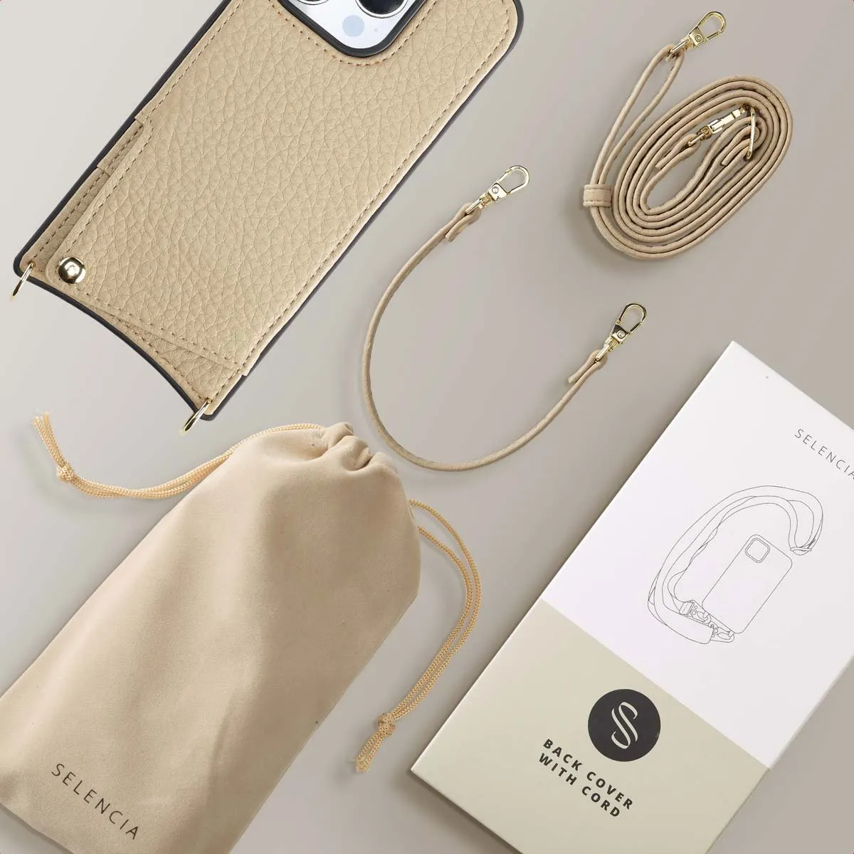 Selencia Hoesje iPhone 16 Pro Beige - 2 Pasjes - afbeelding 6 van 6