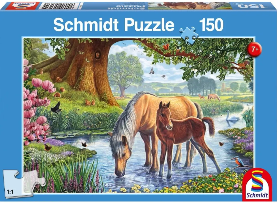 Schmidt Spiele Paarden bij de Beek Puzzel 150 Stuks