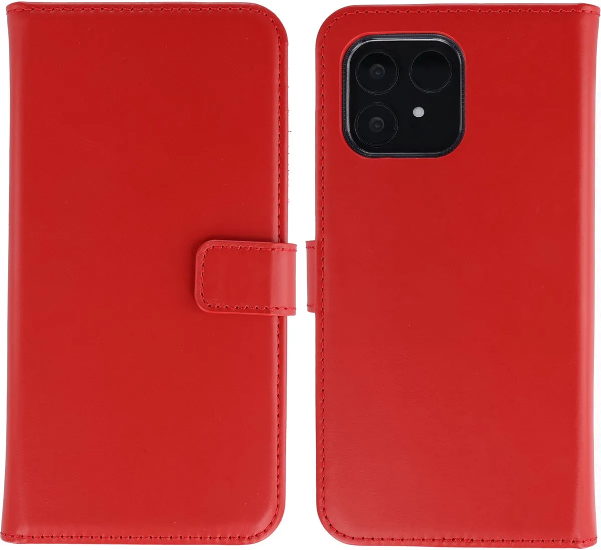 Selencia Hoesje Fairphone 6 Echt Lederen Bookcase Rood