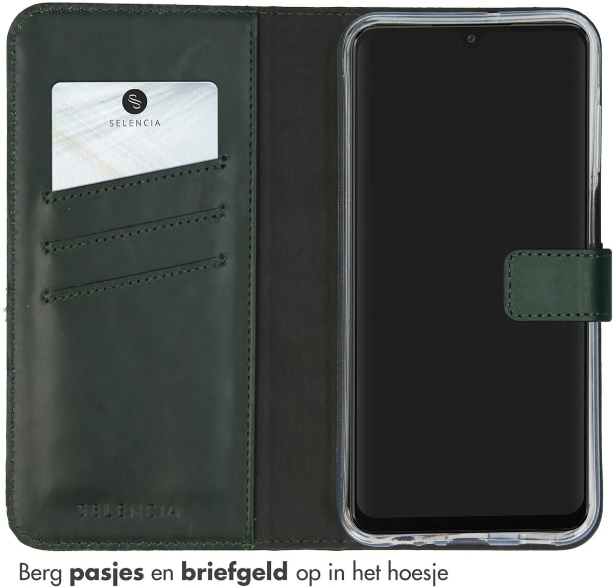 Selencia Hoesje Samsung Galaxy A15 - Groen - 3 Pasjes