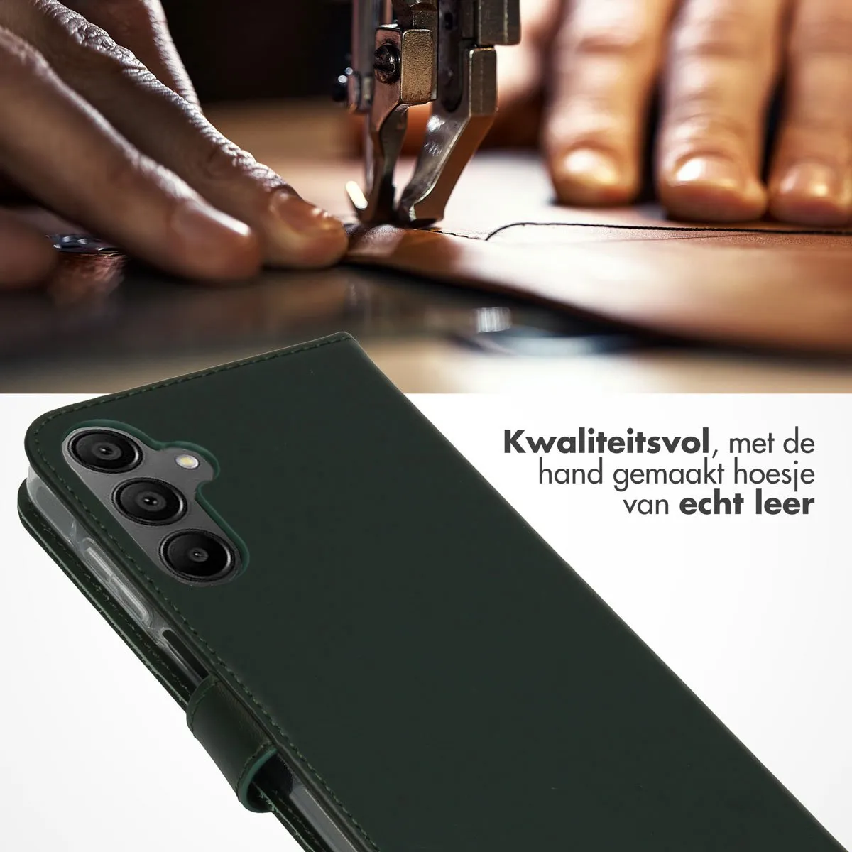 Selencia Hoesje Samsung Galaxy A15 - Groen - 3 Pasjes