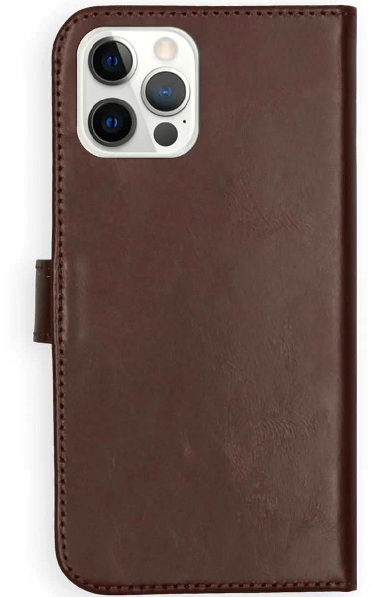 Selencia Hoesje iPhone 12 Pro - Echt Lederen Bookcase Bruin