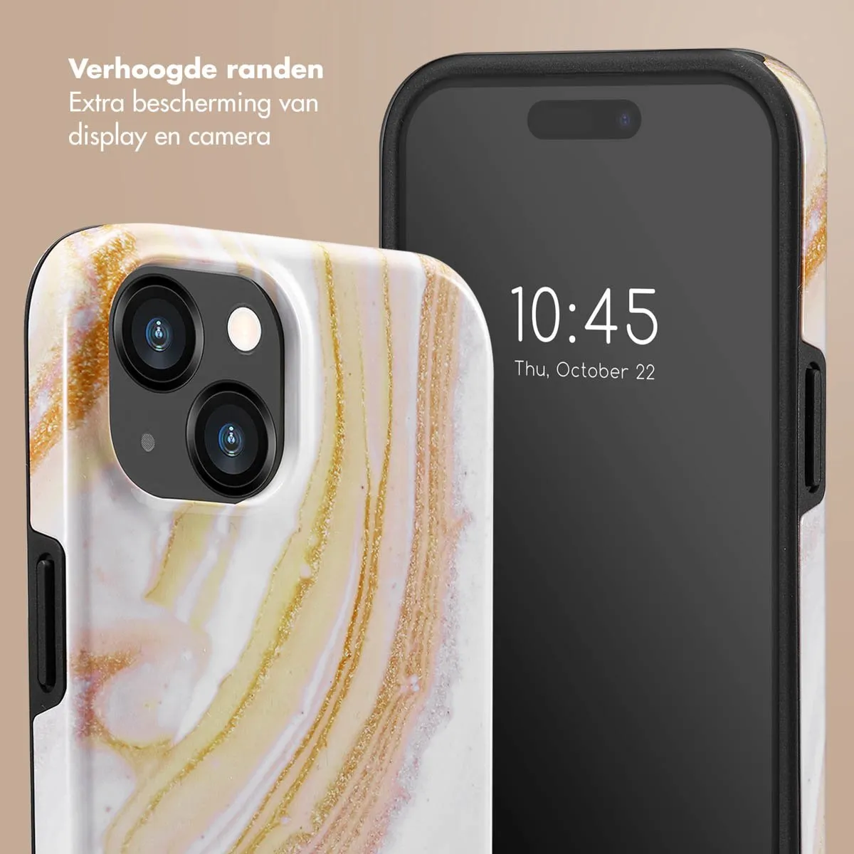 Selencia Hoesje iPhone 15 Chic Marble Gold