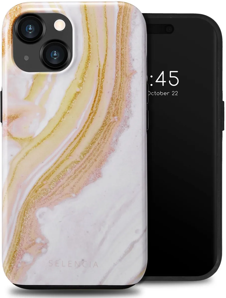 Selencia Hoesje iPhone 15 Chic Marble Gold