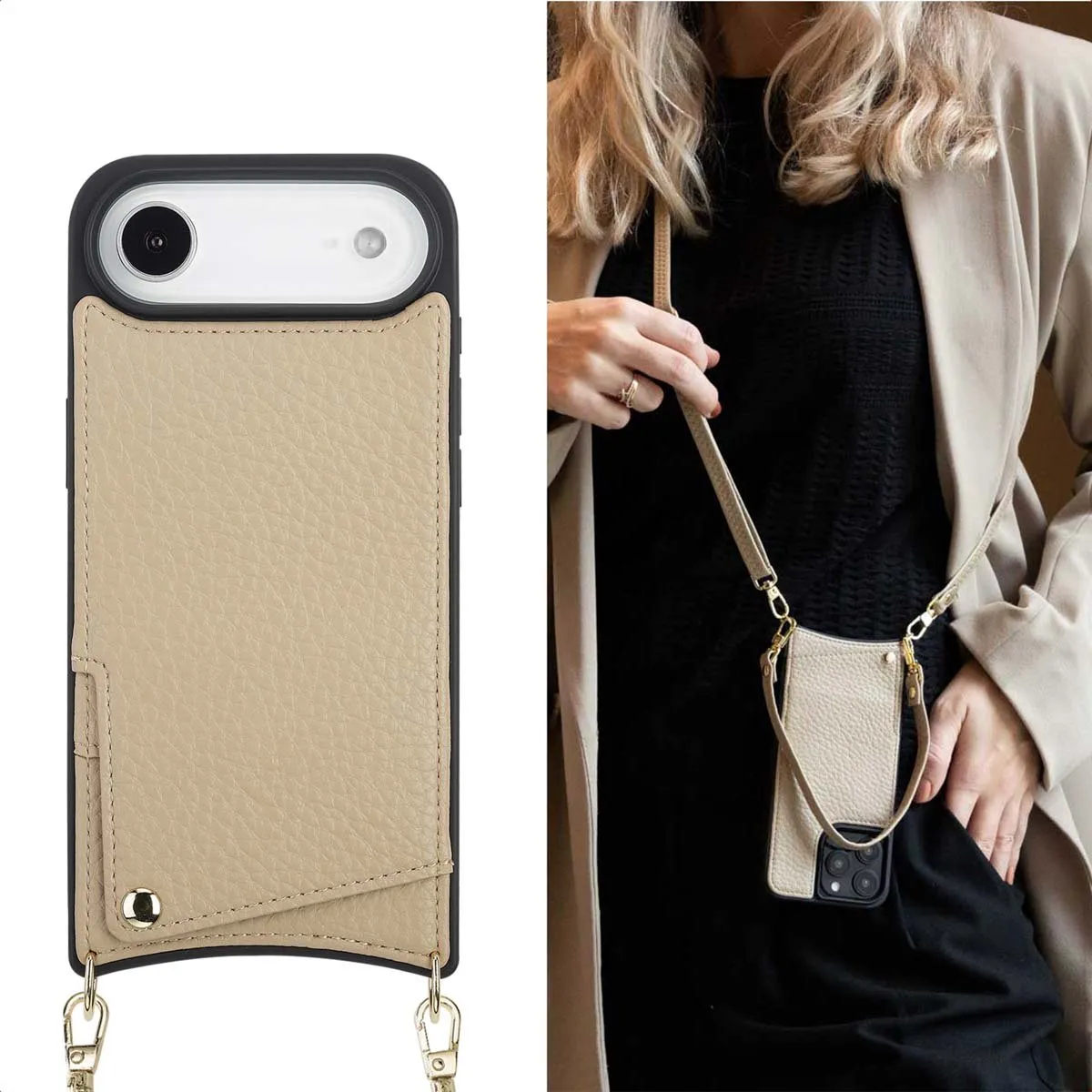 Selencia Hoesje iPhone 17 Air Beige - 2 Pasjes