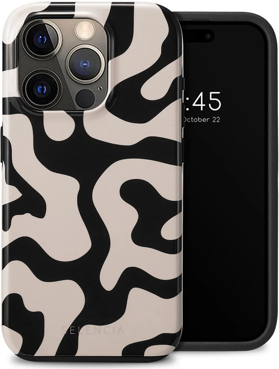 Selencia Hoesje iPhone 15 Pro Art Wave Black