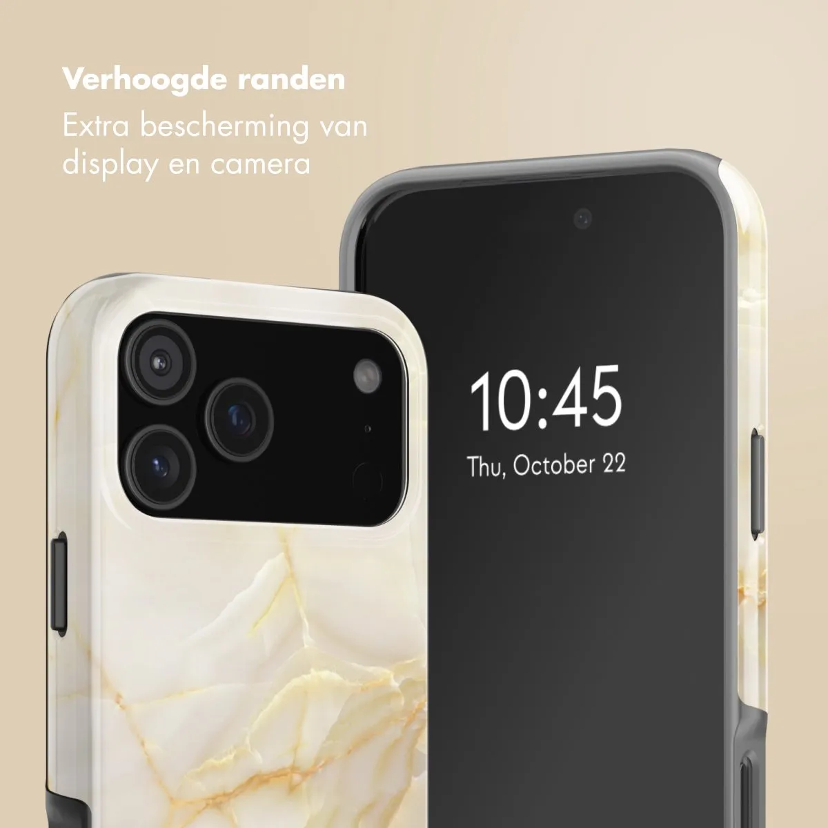 Selencia Hoesje iPhone 17 Pro - Golden Beige Marble - MagSafe