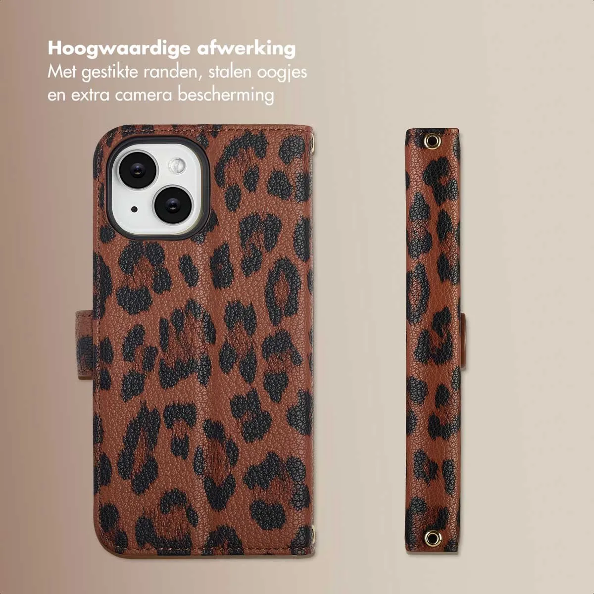 Selencia Hoesje iPhone 15 Sabi Bookcase - Mocha Brown