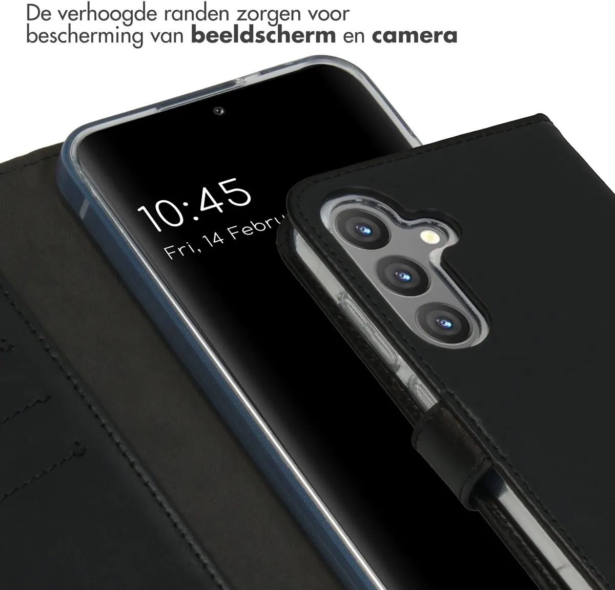 Selencia Hoesje Samsung Galaxy S24 Plus - Echt Lederen Bookcase 3 Stuks - Zwart