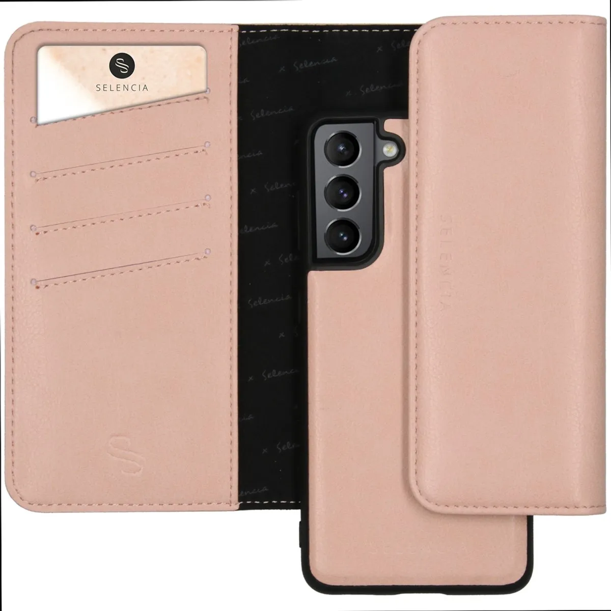 Selencia Hoesje Samsung Galaxy S21 Plus - Vegan Lederen Clutch Roze