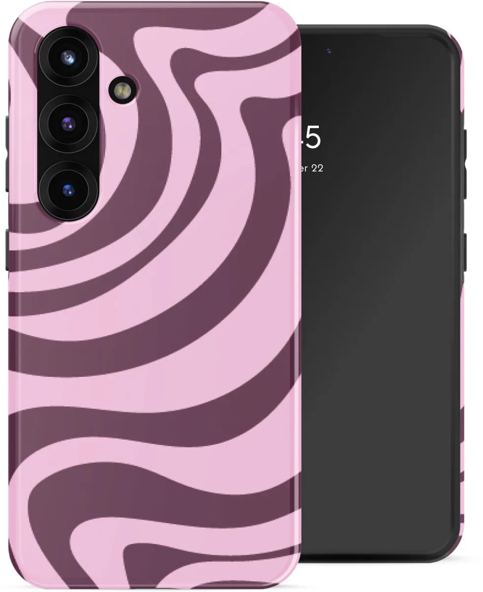 Selencia Hoesje Samsung Galaxy S25 Wavy Swirl Pink Plum - MagSafe