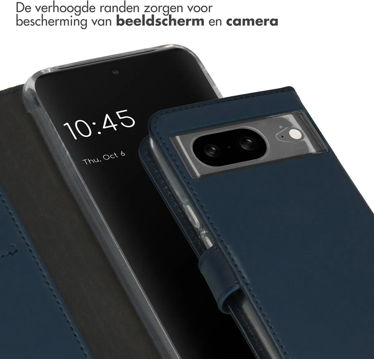 Selencia Hoesje Google Pixel 8 - Echt Lederen Bookcase Blauw
